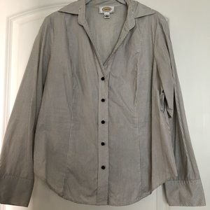 Talbot’s flattering striped button down blouse
